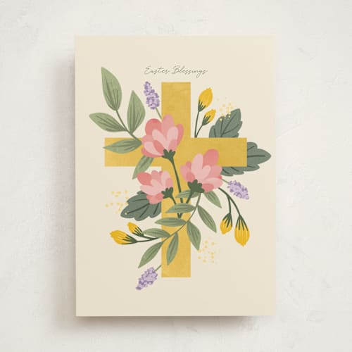 This is a honey greeting cards with standard by Megan Cash called floral cross printing on signature in greeting cards