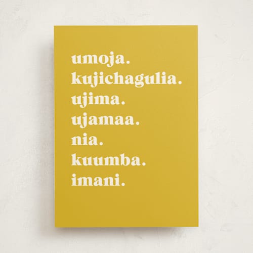 This is a sunshine greeting cards with standard by Alexandra Cohn called principles of kwanzaa printing on signature in greeting cards