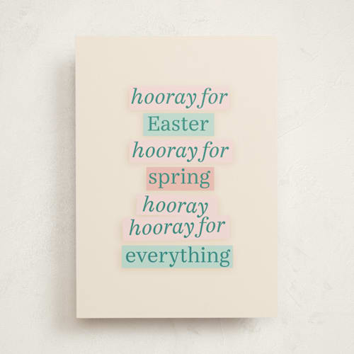 This is a cream greeting cards with standard by Charter Oaks Creative called hooray easter printing on signature in greeting cards