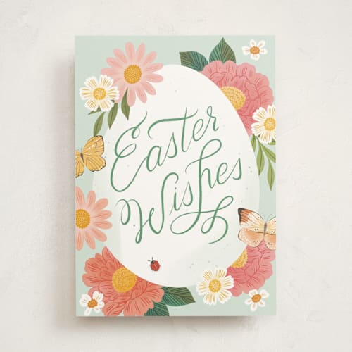 This is a mint greeting cards with standard by Paper Raven Co. called easter wishes printing on signature in greeting cards