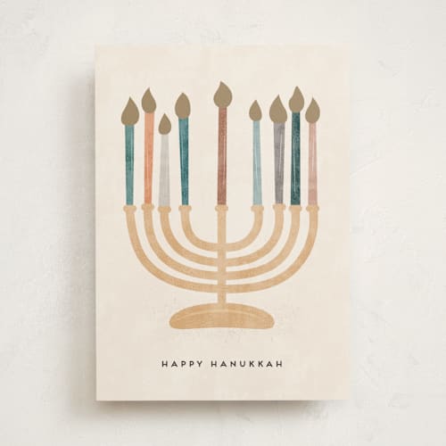 This is a candle greeting cards with standard by Amy Payne called menorah printing on signature in greeting cards