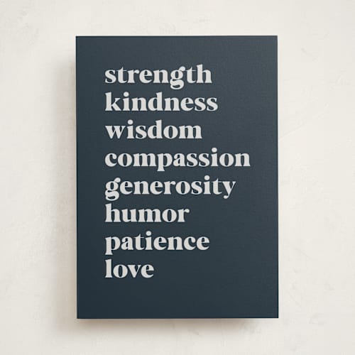 This is a navy fathers day cards with standard by Jessica Williams called dad qualities printing on signature in greeting cards