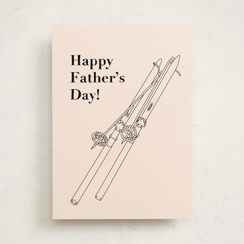 This is a beige fathers day cards with standard by Coit Creative called ski dad printing on signature in greeting cards