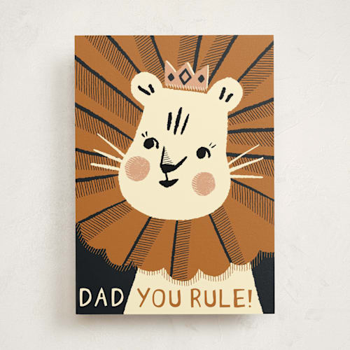 This is a ochre fathers day cards with standard by Vivian Yiwing called the king printing on signature in greeting cards