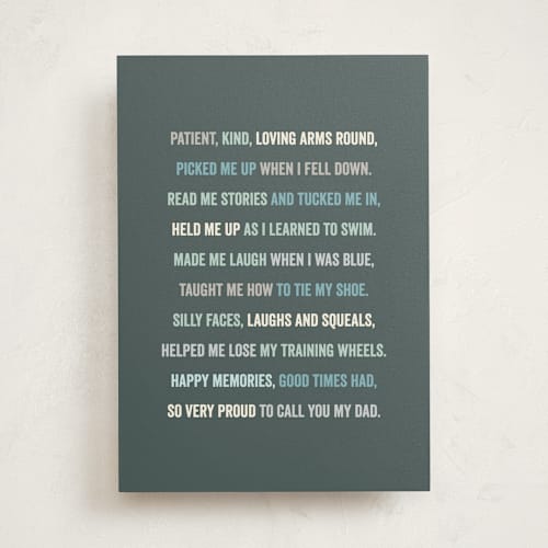 This is a slate fathers day cards with standard by Carol Fazio called poem for my dad printing on signature in greeting cards