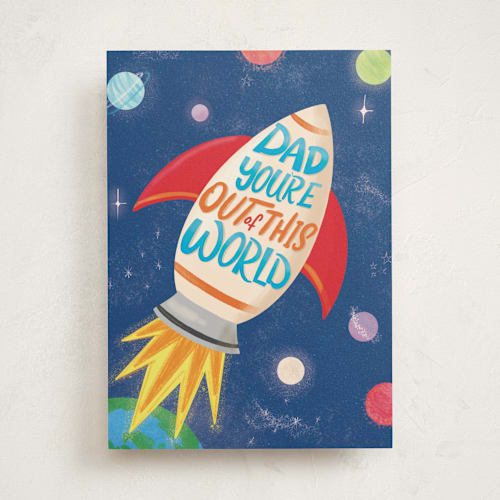 This is a space fathers day cards with standard by Urban Daisies called out of this world printing on signature in greeting cards