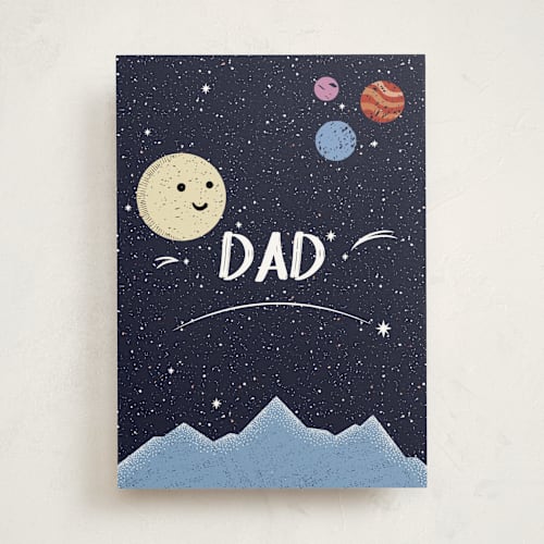 This is a space fathers day cards with standard by Kristen Marie called stay curious printing on signature in greeting cards