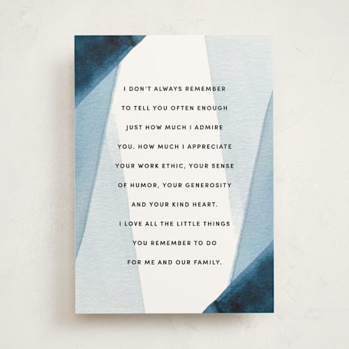 This is a navy fathers day cards with standard by Alexandra Bader called happy birthday to my guy printing on signature in greeting cards