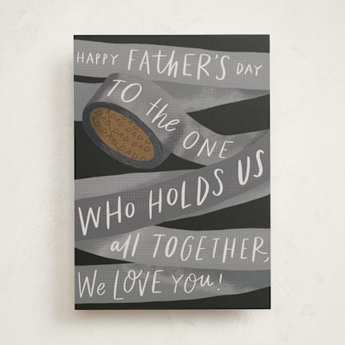 This is a obsidian fathers day cards with standard by Alethea and Ruth called duck tape dad printing on signature in greeting cards