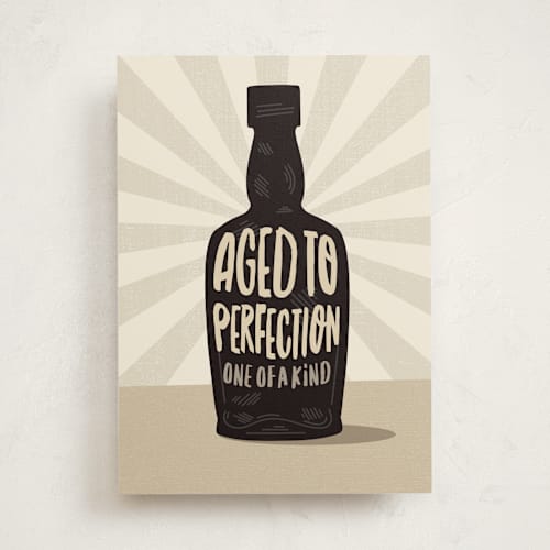 This is a beige birthday cards for him with standard by Tennie and Co. called top shelf birthday printing on signature in greeting cards