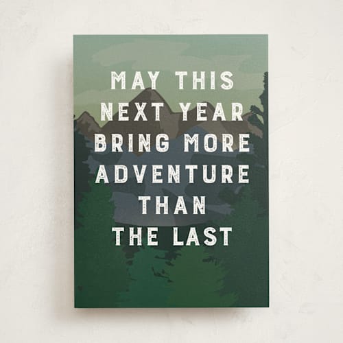 This is a evergreen birthday cards for him with standard by Amy Payne called more adventure printing on signature in greeting cards