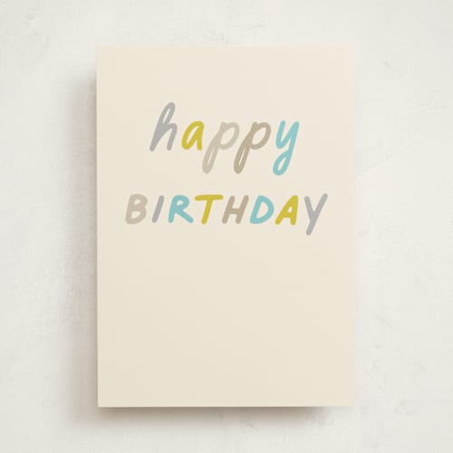 This is a taupe birthday cards for him with standard by Louise Kay called great day printing on signature in greeting cards
