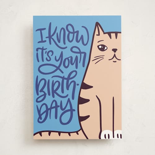 This is a royal blue birthday cards for him with standard by Ashley Presutti Beasley called from the sassy cat printing on signature in greeting cards