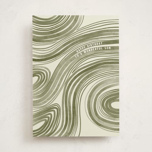 This is a moss birthday cards for him with standard by Kelly Watkins called water waves printing on signature in greeting cards