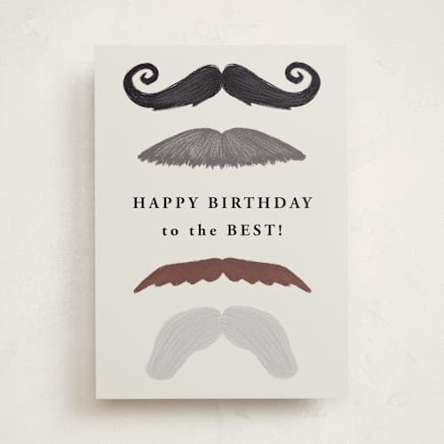 This is a mist birthday cards for him with standard by Juliana Zimmermann called fan{tache}tic printing on signature in greeting cards