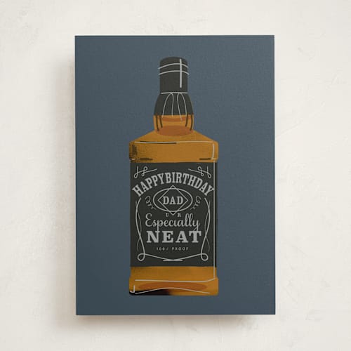 This is a navy birthday cards for him with standard by Baumbirdy called whiskey neat printing on signature in greeting cards
