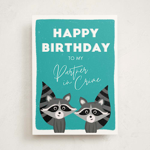 This is a pool birthday cards for him with standard by Kristen Knechtel called partners in crime printing on signature in greeting cards