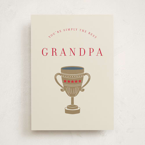 This is a champagne birthday cards for him with standard by Devika Keskar called best grandpa printing on signature in greeting cards