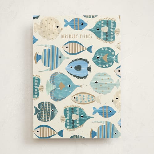 This is a sand birthday cards for him with standard by Sarah Knight called birthday fish printing on signature in greeting cards