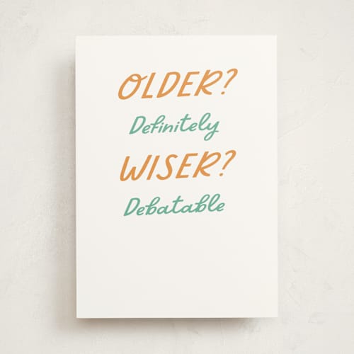 This is a tangerine birthday cards for him with standard by Brandy Folse called overrated printing on signature in greeting cards