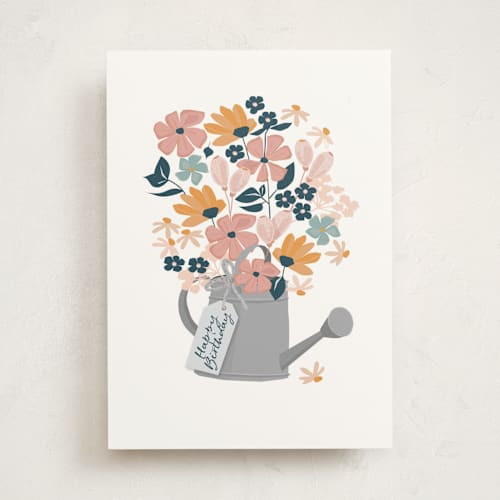 This is a posy birthday cards for her with standard by Michelle Manolov called watering can posy printing on signature in greeting cards