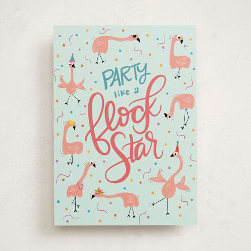This is a aqua birthday cards for her with standard by Cindy Reynolds called flock star printing on signature in greeting cards