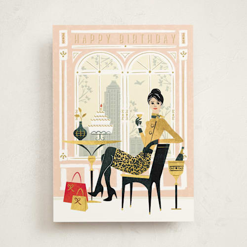 This is a ochre birthday cards for her with standard by Ana de Sousa called timeless beauty printing on signature in greeting cards