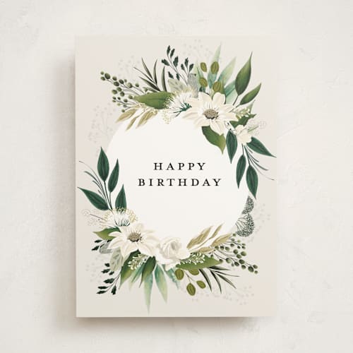 This is a ivory birthday cards for her with standard by Susan Moyal called botanical ring printing on signature in greeting cards