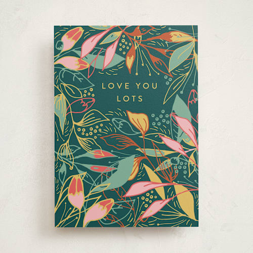 This is a forest birthday cards for her with standard by Lucrecia Caporale called tropical mess printing on signature in greeting cards