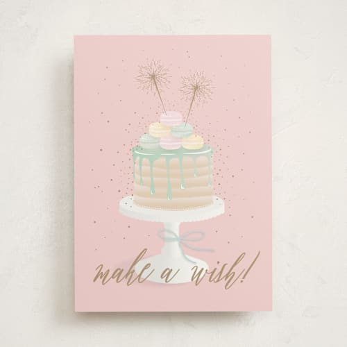 This is a blush birthday cards for her with standard by Ana Sharpe called macaron cake printing on signature in greeting cards