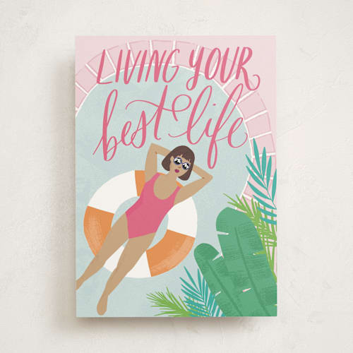 This is a blush birthday cards for her with standard by Everett Paper Goods called chill af printing on signature in greeting cards