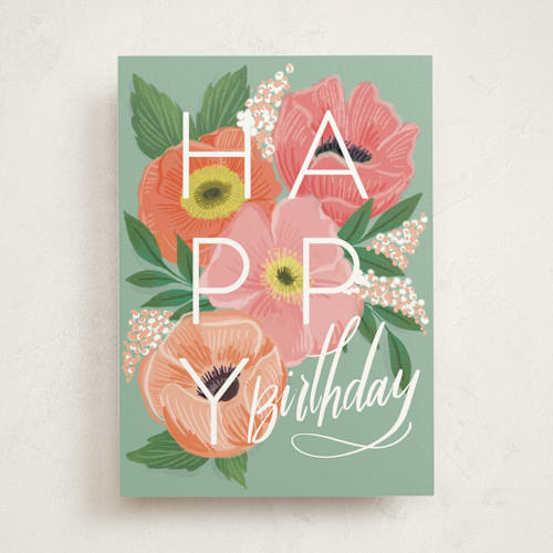 This is a garden birthday cards for her with standard by Rebecca Durflinger called birthday poppies printing on signature in greeting cards