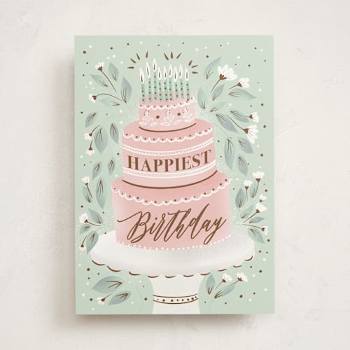 This is a mint birthday cards for her with standard by Ana Sharpe called fancy cake printing on signature in greeting cards