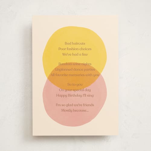 This is a cream birthday cards for her with standard by Annie Clark called same things printing on signature in greeting cards