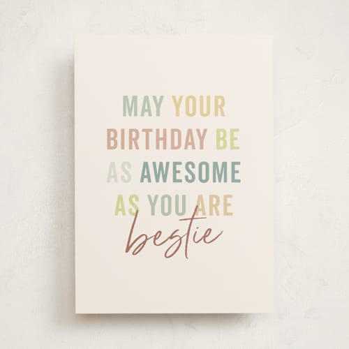 This is a sage birthday cards for her with standard by Sara Hicks Malone called bestie printing on signature in greeting cards