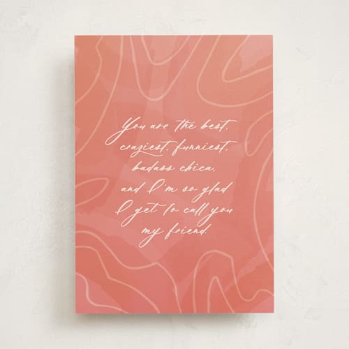 This is a papaya birthday cards for her with standard by Shari Margolin called flowy printing on signature in greeting cards