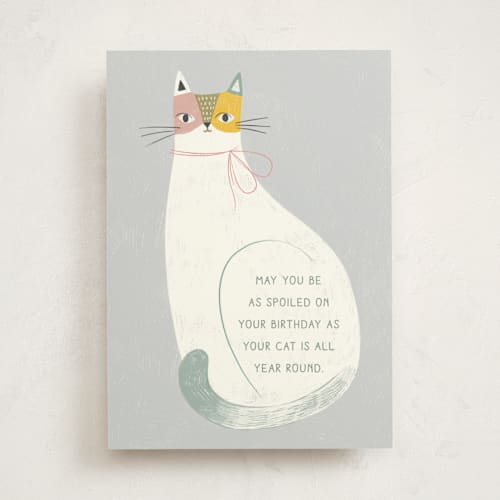 This is a puddle birthday cards for her with standard by Ashley Presutti Beasley called spoiled cat birthday printing on signature in greeting cards