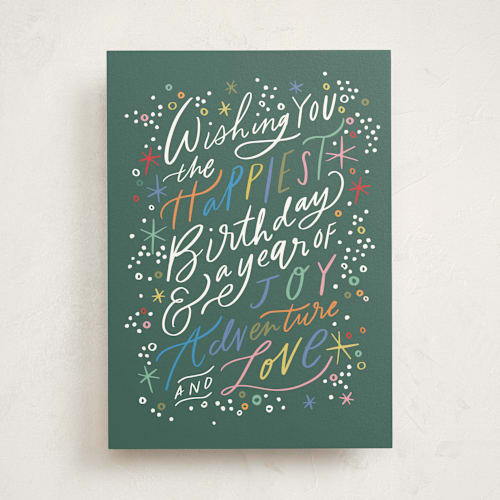 This is a evergreen birthday cards for her with standard by Alethea and Ruth called birthday confetti printing on signature in greeting cards
