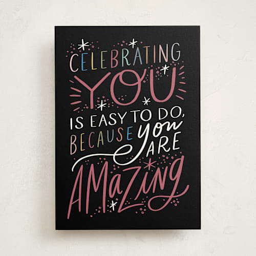 This is a onyx birthday cards for her with standard by Alethea and Ruth called celebrating you printing on signature in greeting cards
