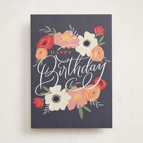 This is a navy birthday cards for her with standard by Erin German called beautiful day printing on signature in greeting cards