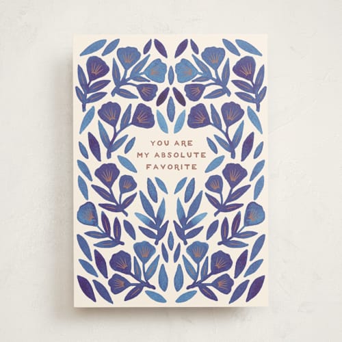 This is a navy birthday cards for her with standard by Katharine Watson called watercolor floral printing on signature in greeting cards