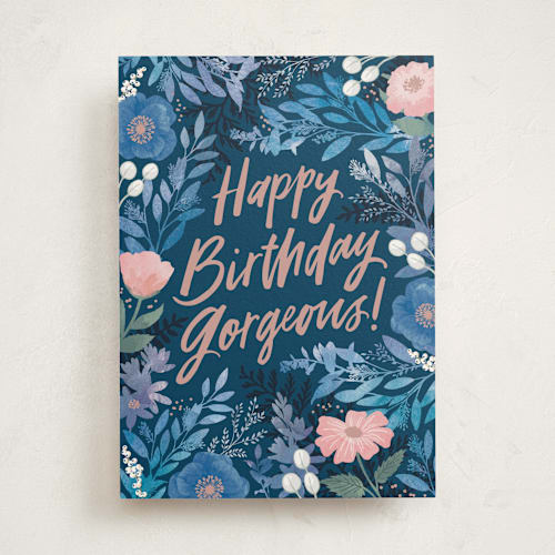 This is a royal blue birthday cards for her with standard by Hooray Creative called gorgeous blooms printing on signature in greeting cards