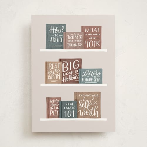 This is a colorful birthday cards for her with standard by Carolyn Kach called bday bookshelf printing on signature in greeting cards