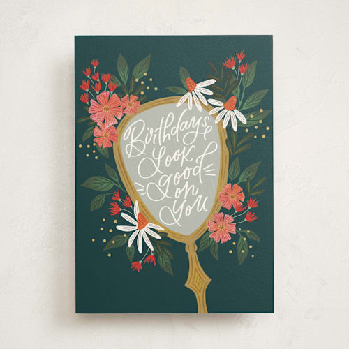 This is a forest birthday cards for her with standard by Jackie Crawford called birthdays look good on you printing on signature in greeting cards