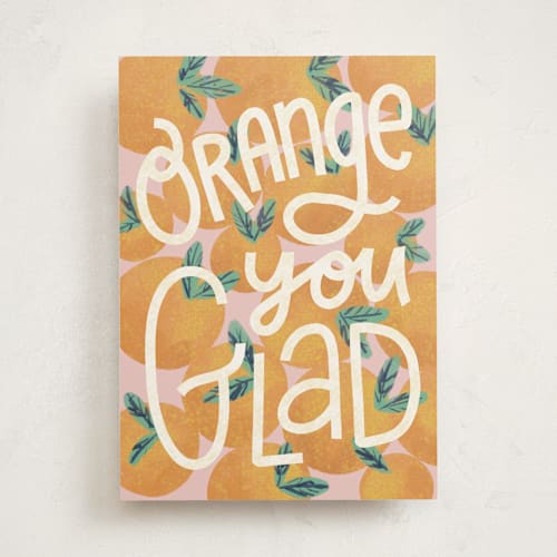 This is a orange birthday cards for her with standard by Jen Owens called orange you glad printing on signature in greeting cards