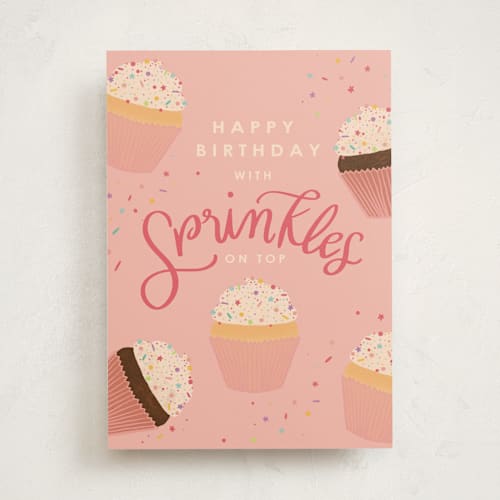 This is a peony birthday cards for her with standard by Lauren Jinhee called sprinkles printing on signature in greeting cards