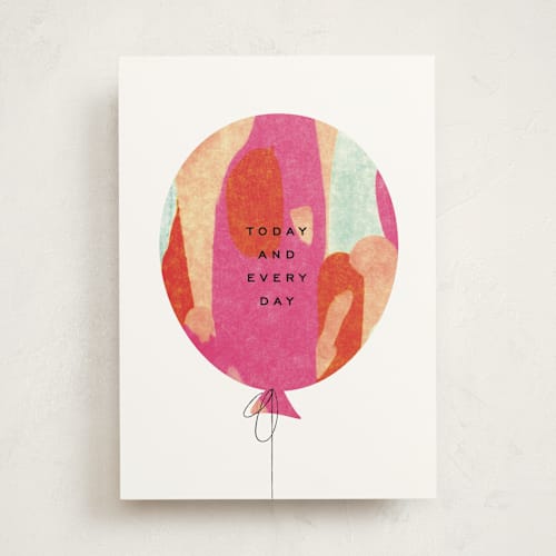 This is a cloud birthday cards for her with standard by Olivia Kanaley Inman called marbled balloon printing on signature in greeting cards