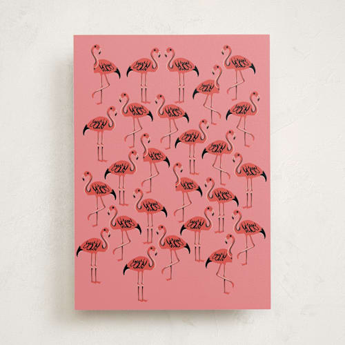 This is a flamingo birthday cards for her with standard by Baumbirdy called what the flock printing on signature in greeting cards