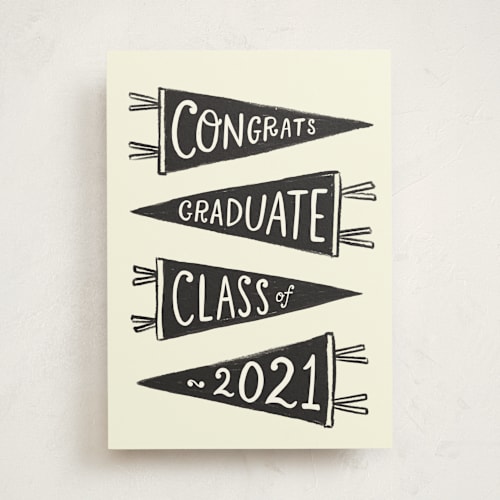 This is a ink graduation cards with standard by Rachel K. Swanson called pennants printing on signature in greeting cards