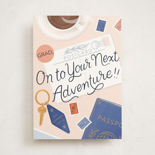 This is a blush graduation cards with standard by Paper Raven Co. called going places printing on signature in greeting cards